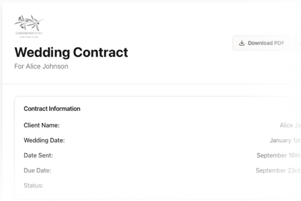 CeremonySync Digital Contracts Interface