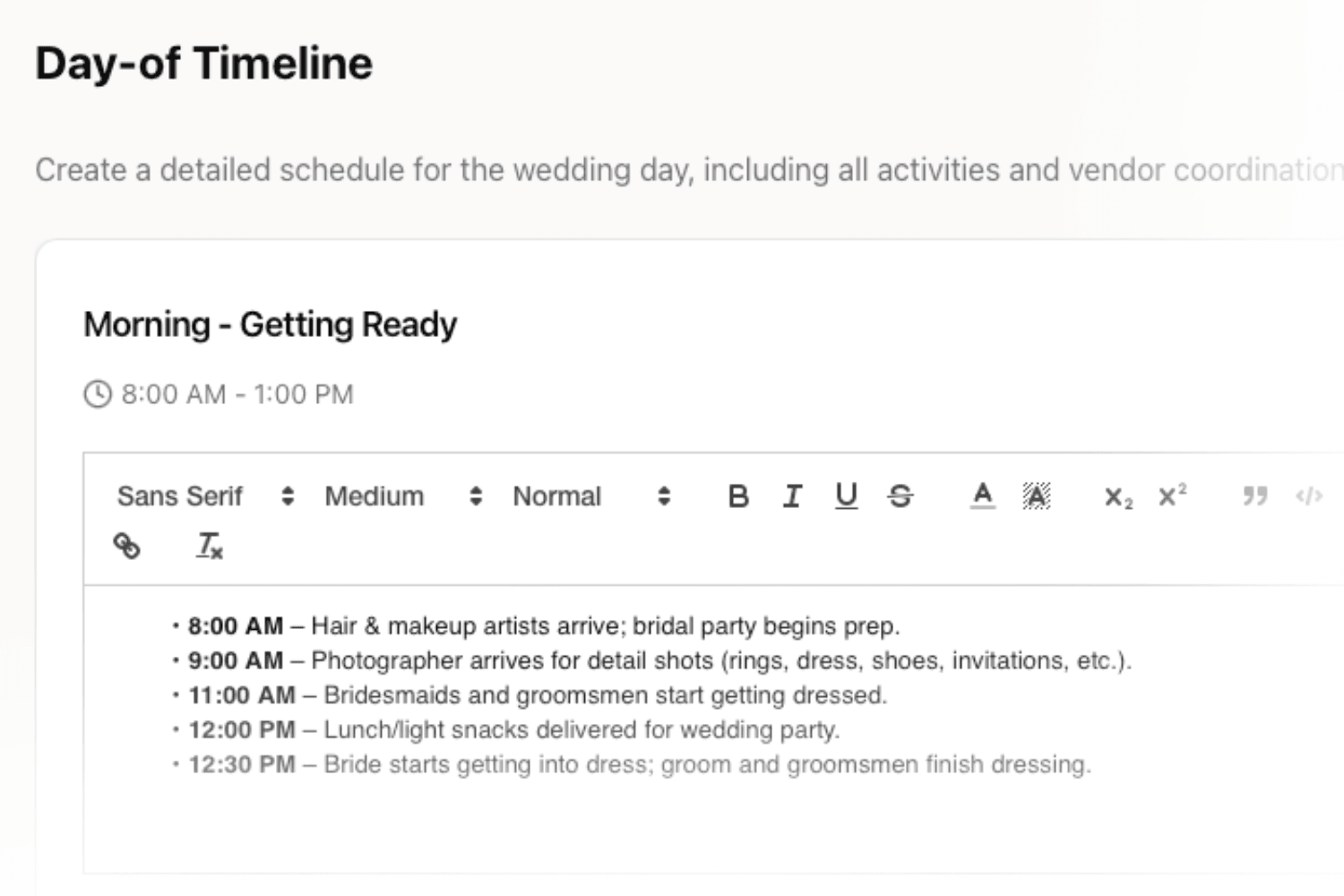 CeremonySync Day-of Logistics Interface