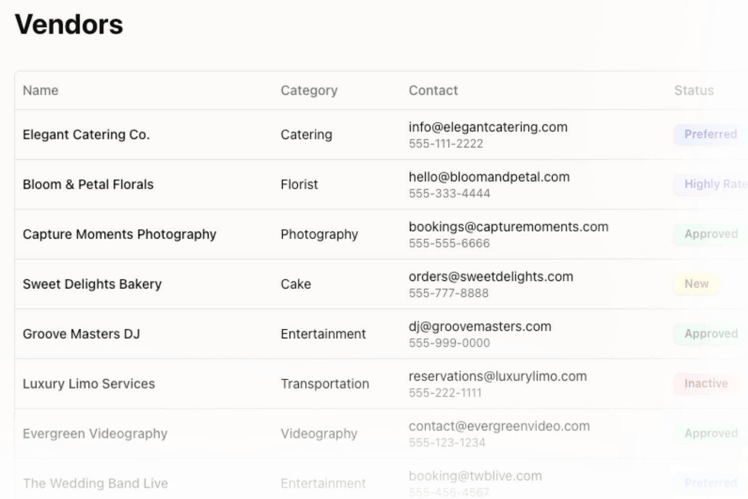 CeremonySync Vendor Management Interface
